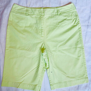 Pristine Vintage Y2K Womens Sz 14 Talbots Stretch Long Cotton Shorts Chartreuse
